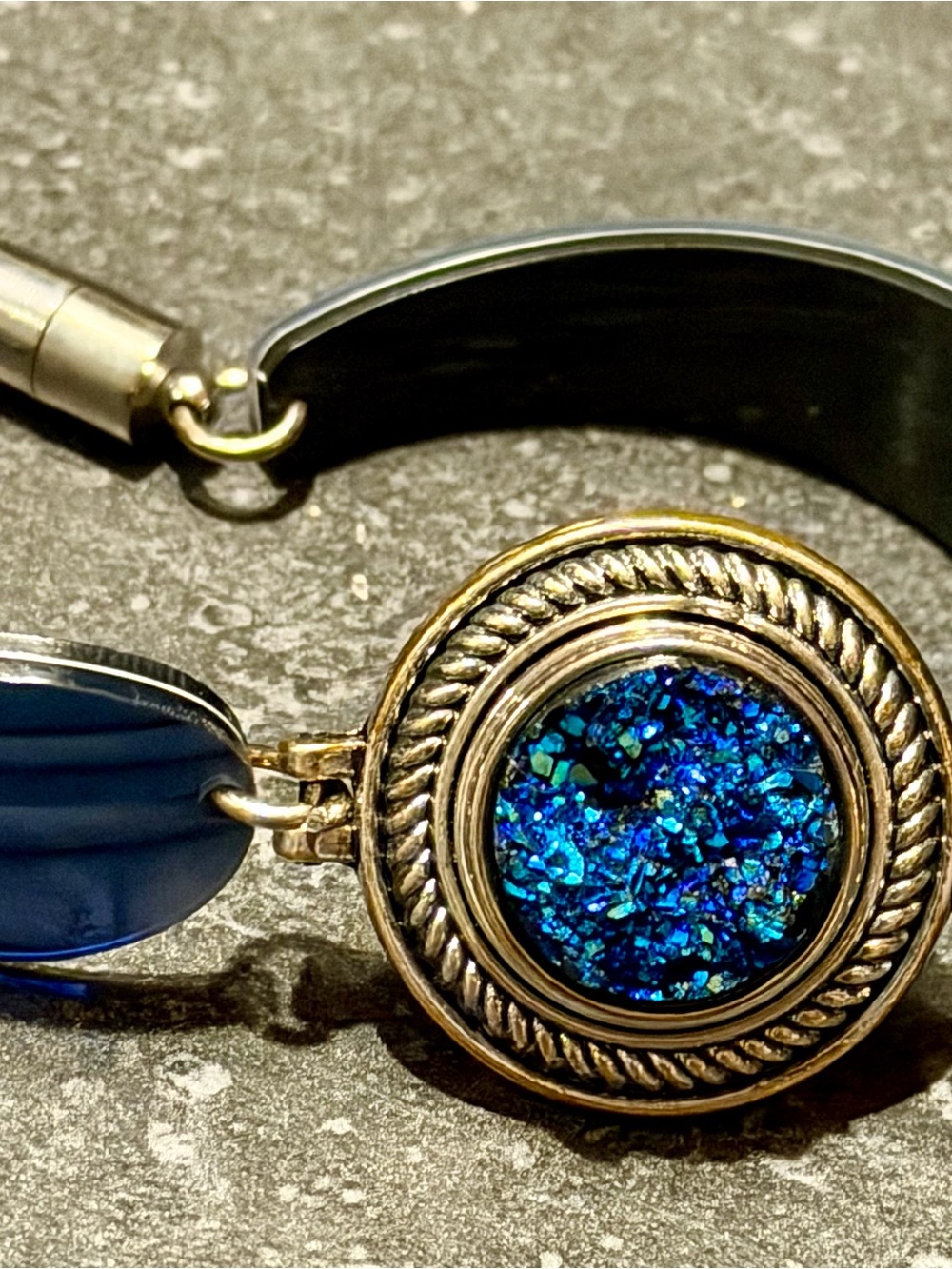 Gold-Tone Bracelet with Blue Druzy Accent